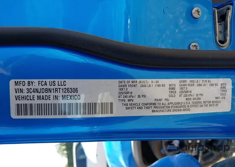 2024 Jeep Compass Latitude from USA, damaged, VIN 3C4NJDBN1RT126306